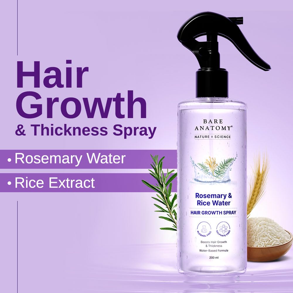 Rosemary Water Spray for Hair Growth & Hair Thickness with Rice Water |100% Natural