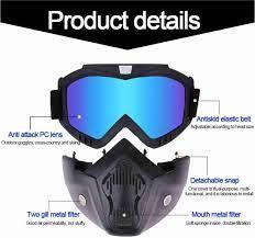HIGH QUALITY Motorcycle Helmet Riding Goggles Glasses With Removable Face Mask [Blue Rainbow]